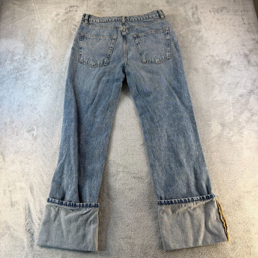 MNG Mango Wide Leg Cuffed Jeans Women's US 6 EU 38 Light Wash Denim - Picture 3 of 8